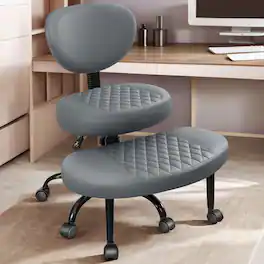 Brick Attic - Cross Legged Chair Ergonomic ADHD Office Chair Height Adjustable Yoga Chair with Lumbar Support Kneeling Chair Gray - Dark Gray