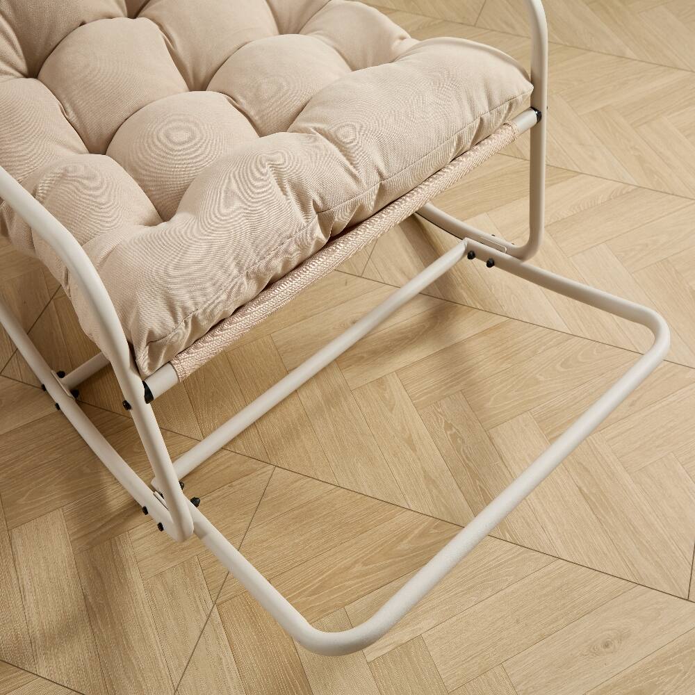 Alt View 7. Loheer - Loheer Outdoor Rocking Chair Beige Armless Steel Frame Rocker with Thick Cushion 300 lbs Capacity - Beige.