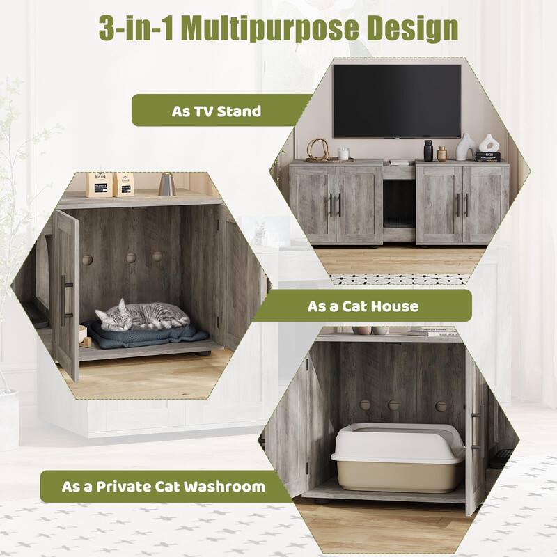 3-in-1 Multipurpose Design

- As TV Stand
- As a Cat House
- As a Private Cat Washroom