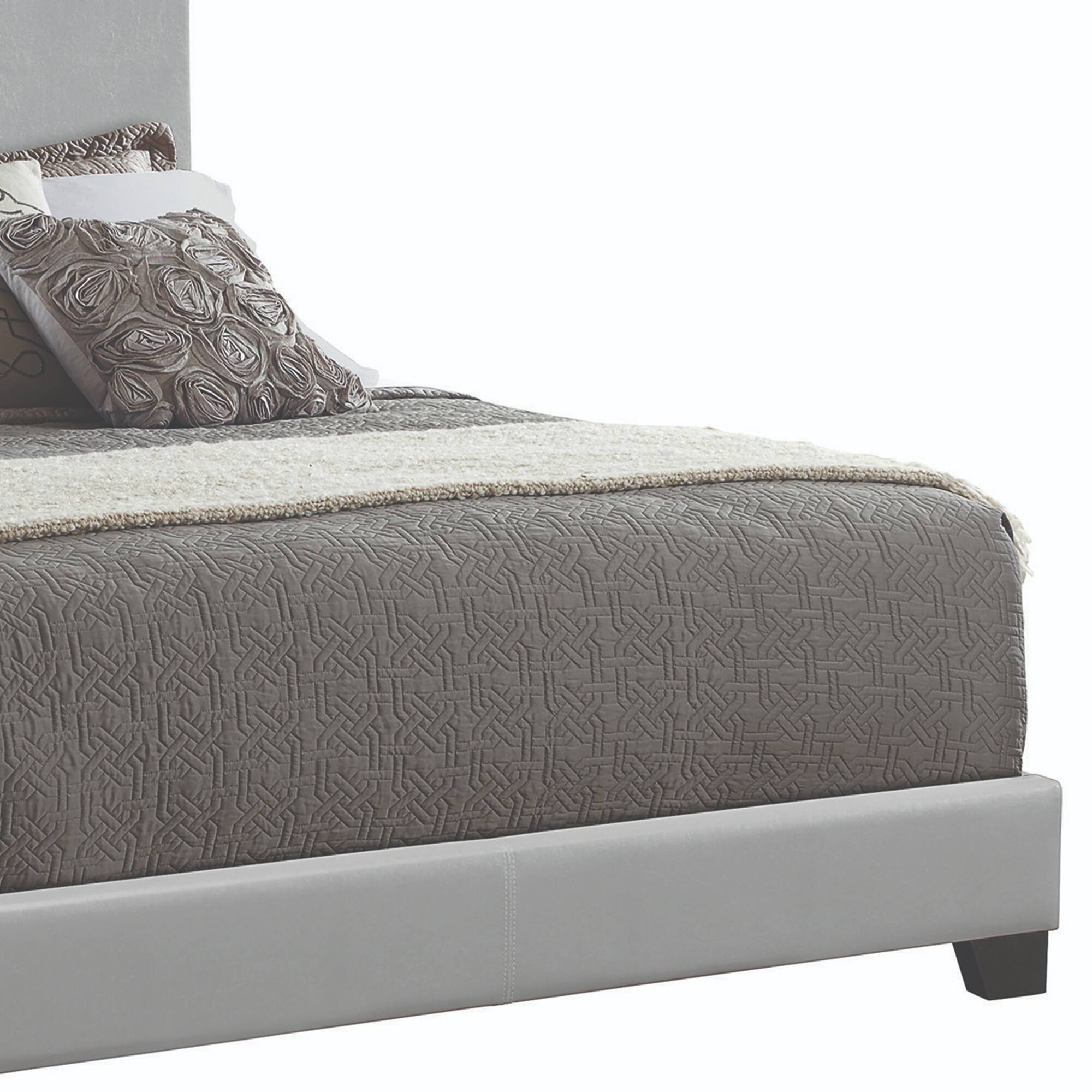 Alt View 2. Manhattan Lane - Leather Upholstered Full Size Platform Bed - Gray.