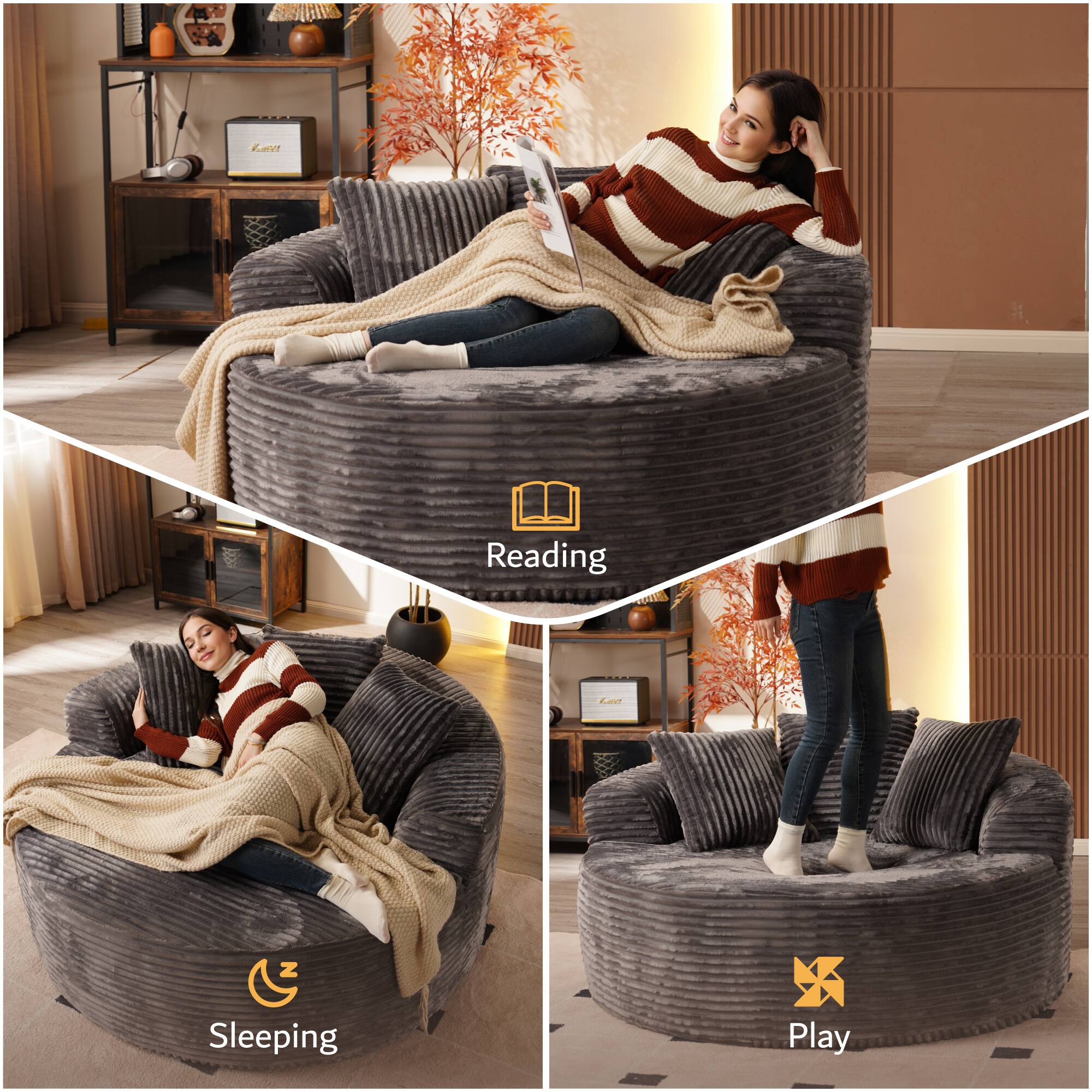 Reading  
Sleeping  
Play