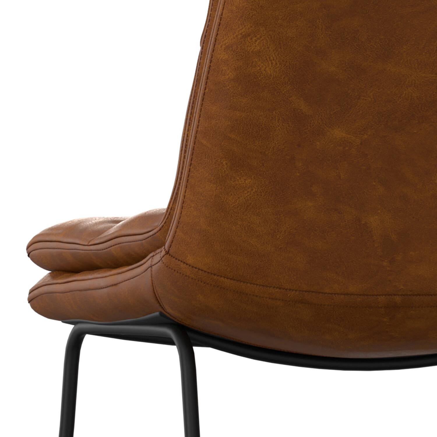 Alt View 5. Simpli Home - Danika Mid Century Modern Bar Stool (Set of 2) in Camel Brown  Vegan Faux Leather - Camel Brown.