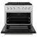 Angle. ZLINE - 36 in. Wide 6 Burner Paramount Dual Fuel Range with Cooktop (SDRS-BLM-36) - Satin Steel/White Matte.