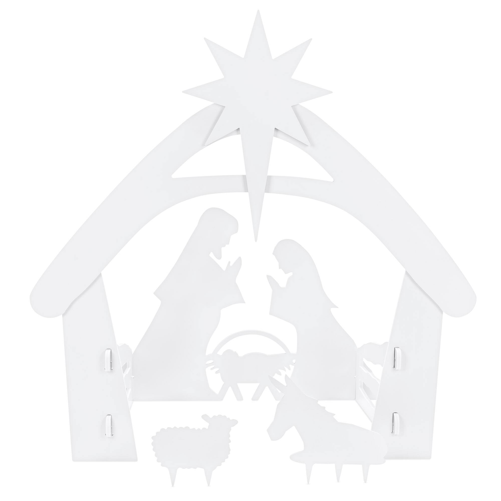 Alt View 1. Best Choice Products - Best Choice Products 4ft Outdoor Nativity Scene, Weather-Resistant Decor, Christmas Family Yard Decoration, PVC - White - White.