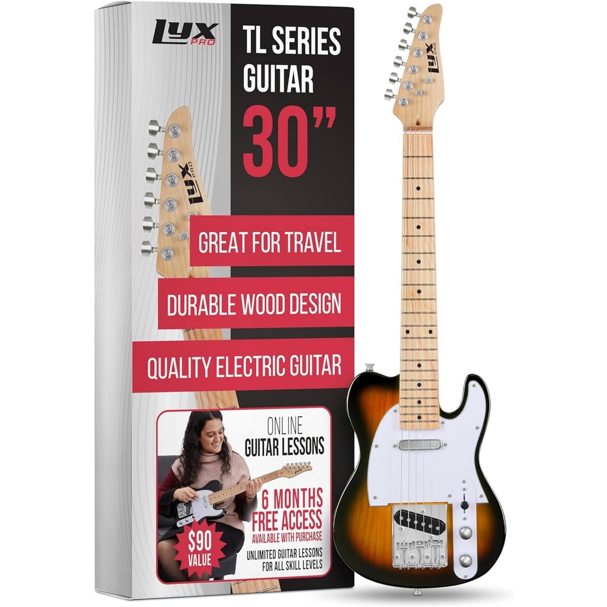 Lyxpro - 30” Electric Guitar TL Series, Solid Body Guitar with 3-Way Switch & Tone Controls - Sunburst