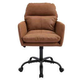 Forest'nSky - Artificial Leather Office Chair, Height-Adjustable with Black Base for Home & Office - Brown