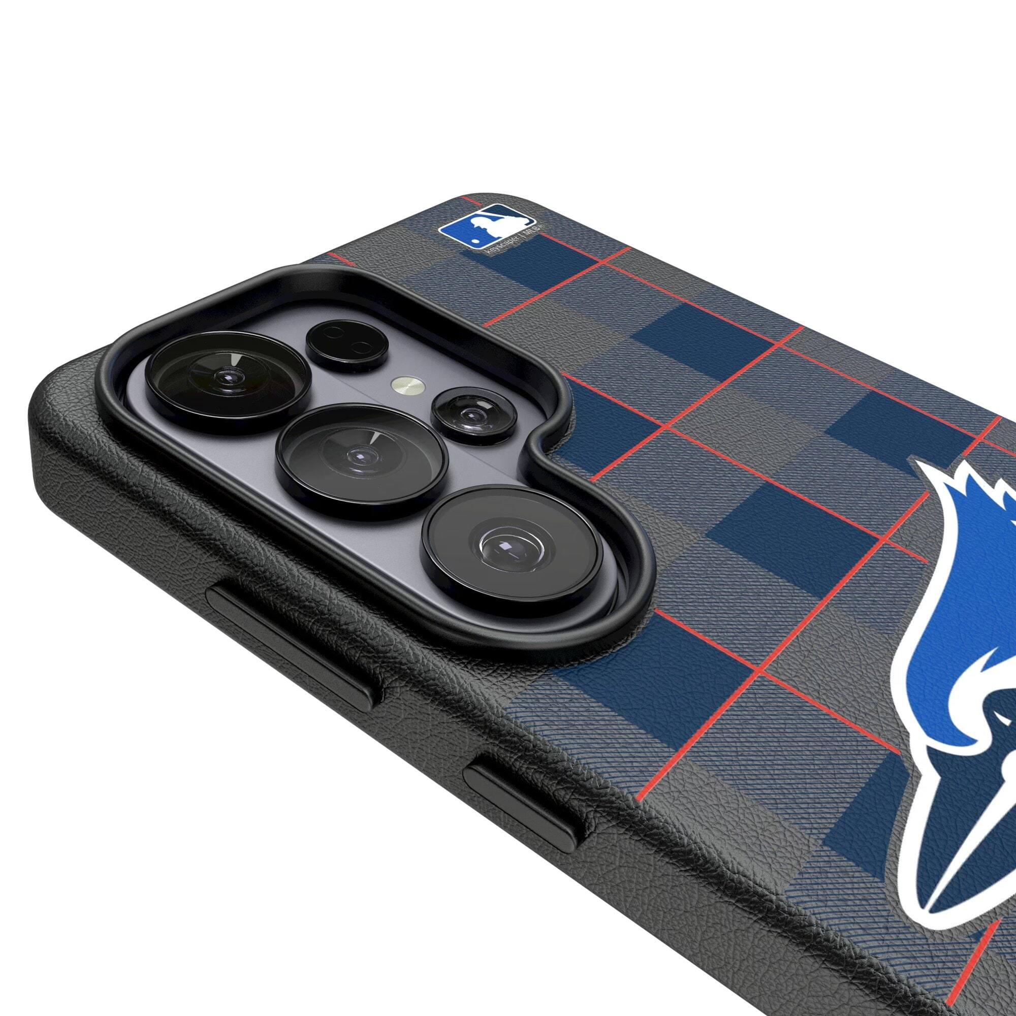 Alt View 2. Keyscaper - Toronto Blue Jays Plaid Galaxy Magnetic Bump Case - S24 - Black.