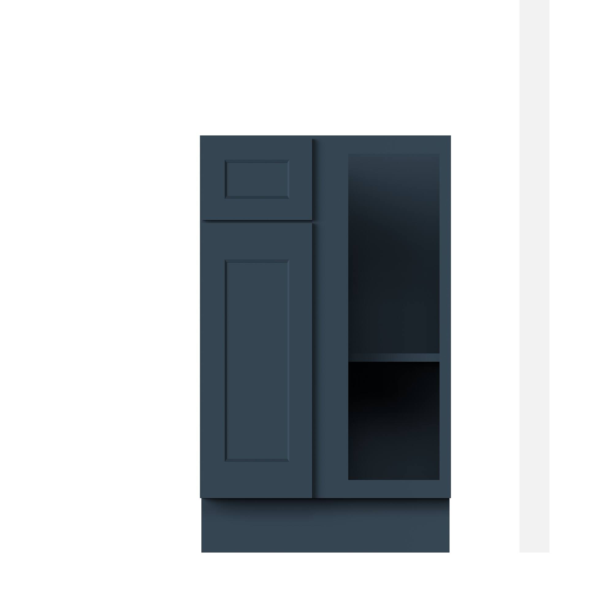 Alt View 1. Boyel Living - 33-in W x 34.5-in H x 24-in D Shaker RTA Kitchen Blind Corner Base Cabinet with Soft-Close - Charcoal Blue.