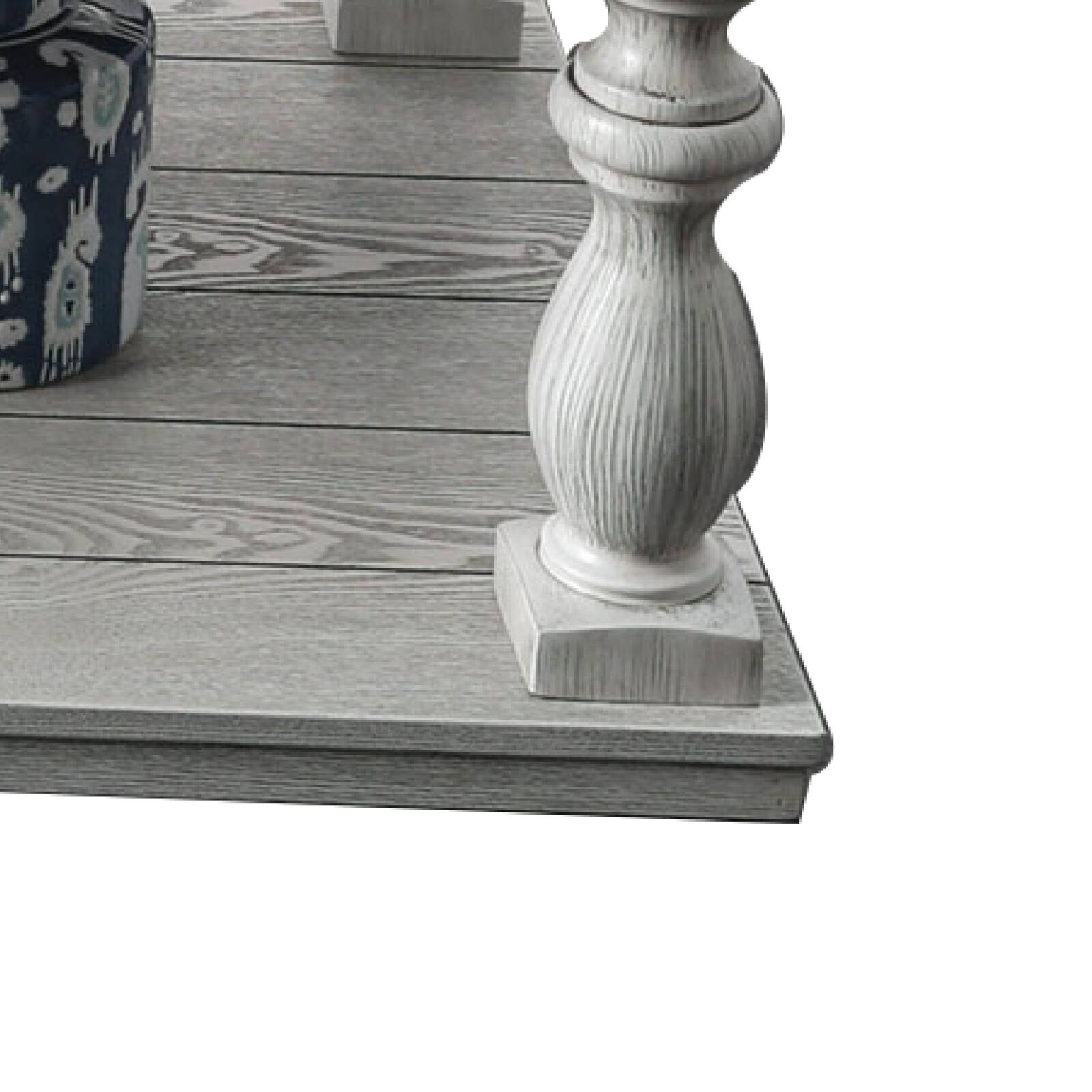 Alt View 1. Manhattan Lane - Plank Top Coffee Table with Open Shelf and Turned Legs - White.