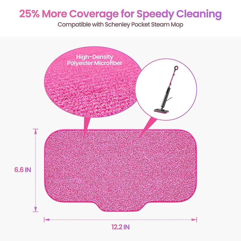25% More Coverage for Speedy Cleaning  
Compatible with Schenley Pocket Steam Mop  

High-Density Polyester Microfiber  

6.6 IN  
12.2 IN