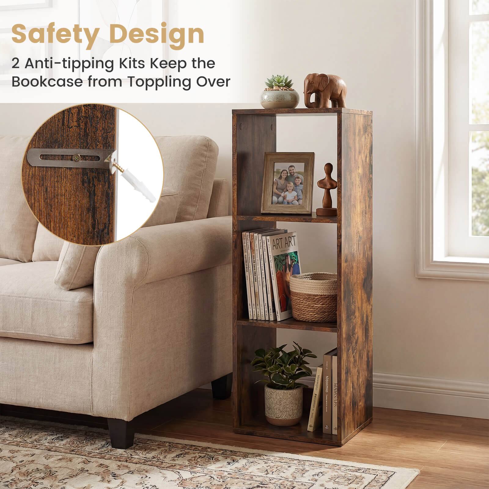 Safety Design  
2 Anti-tipping Kits Keep the Bookcase from Toppling Over