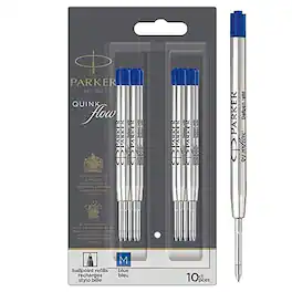 Parker - Quinkflow Ballpoint Pen Refill, Blue Ink, 10/Pack (2119154)