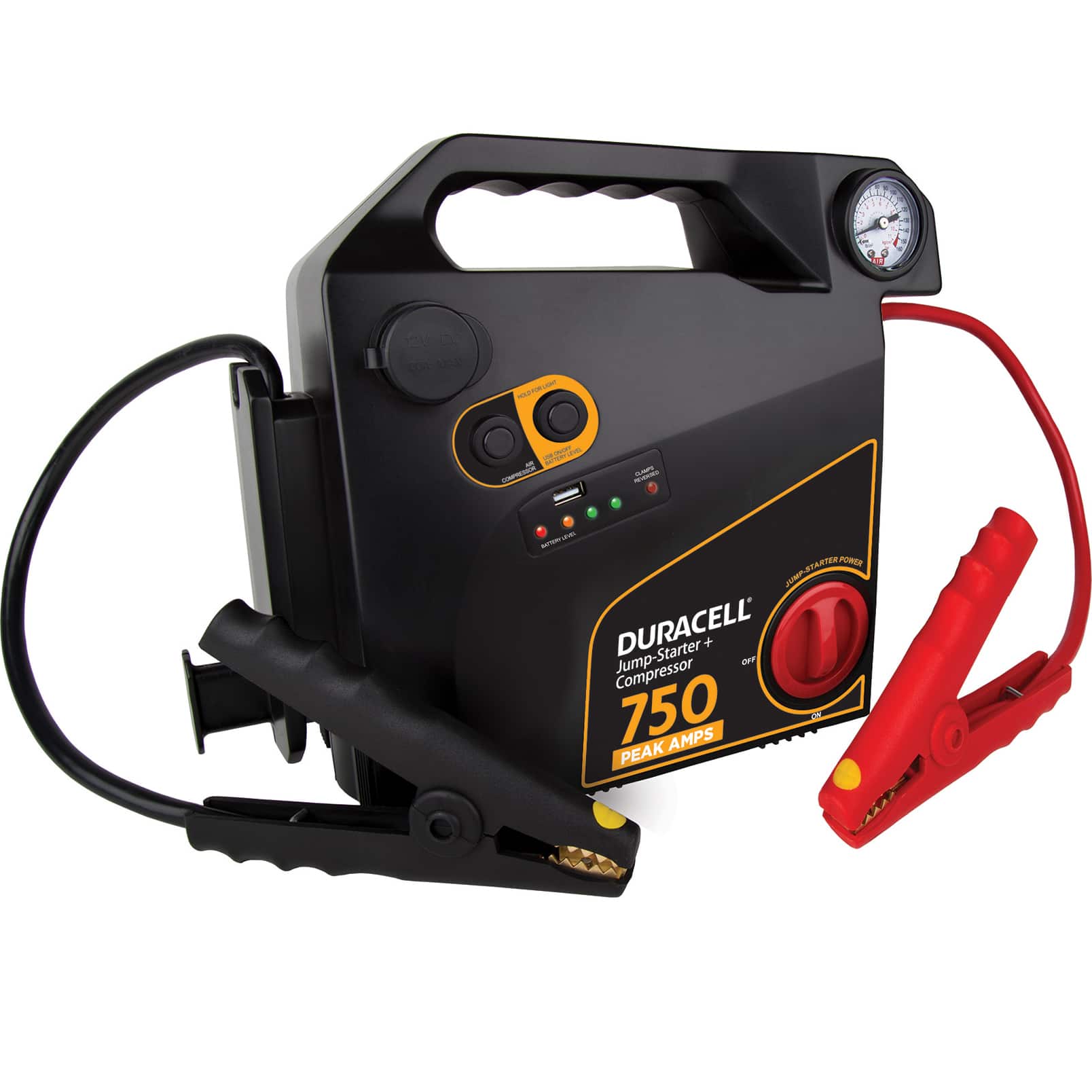 Alt View 11. Duracell - 750 Amp Portable Jump Starter + Air Compressor - Black.