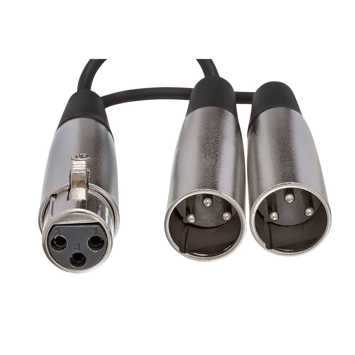 Alt View 4. Hosa Technology - Hosa Technology 6" 3-Pin XLR Female to 2-XLR Male Y-Cable.