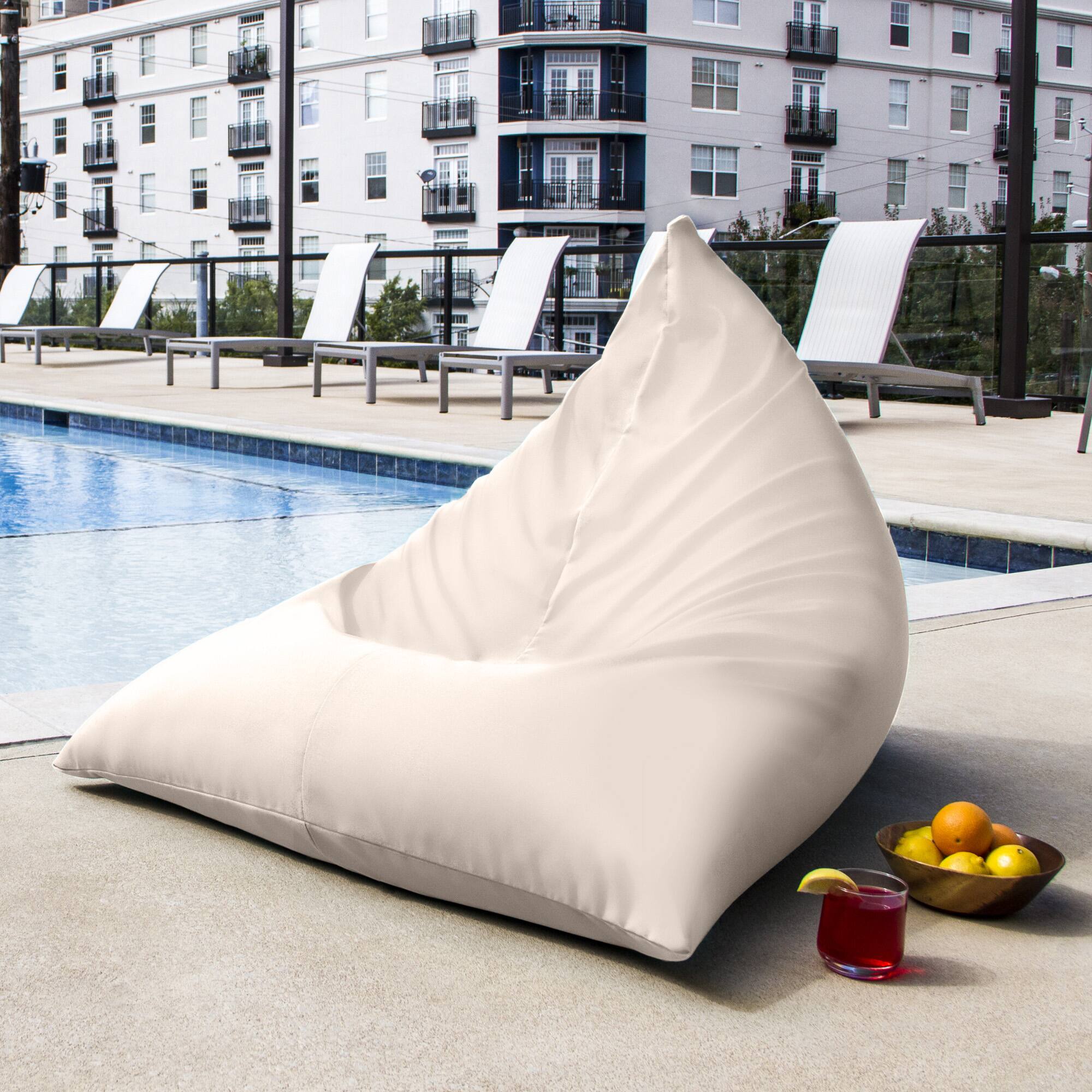 Alt View 1. Jaxx - Jaxx Twist Outdoor Bean Bag Chair, Pearl - White.