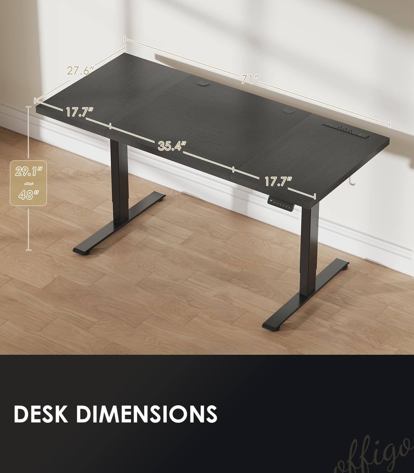 E 1 27.6" 71" 17.70 35.4 2. at 29.10 R 480 17.70 DESK DIMENSIONS