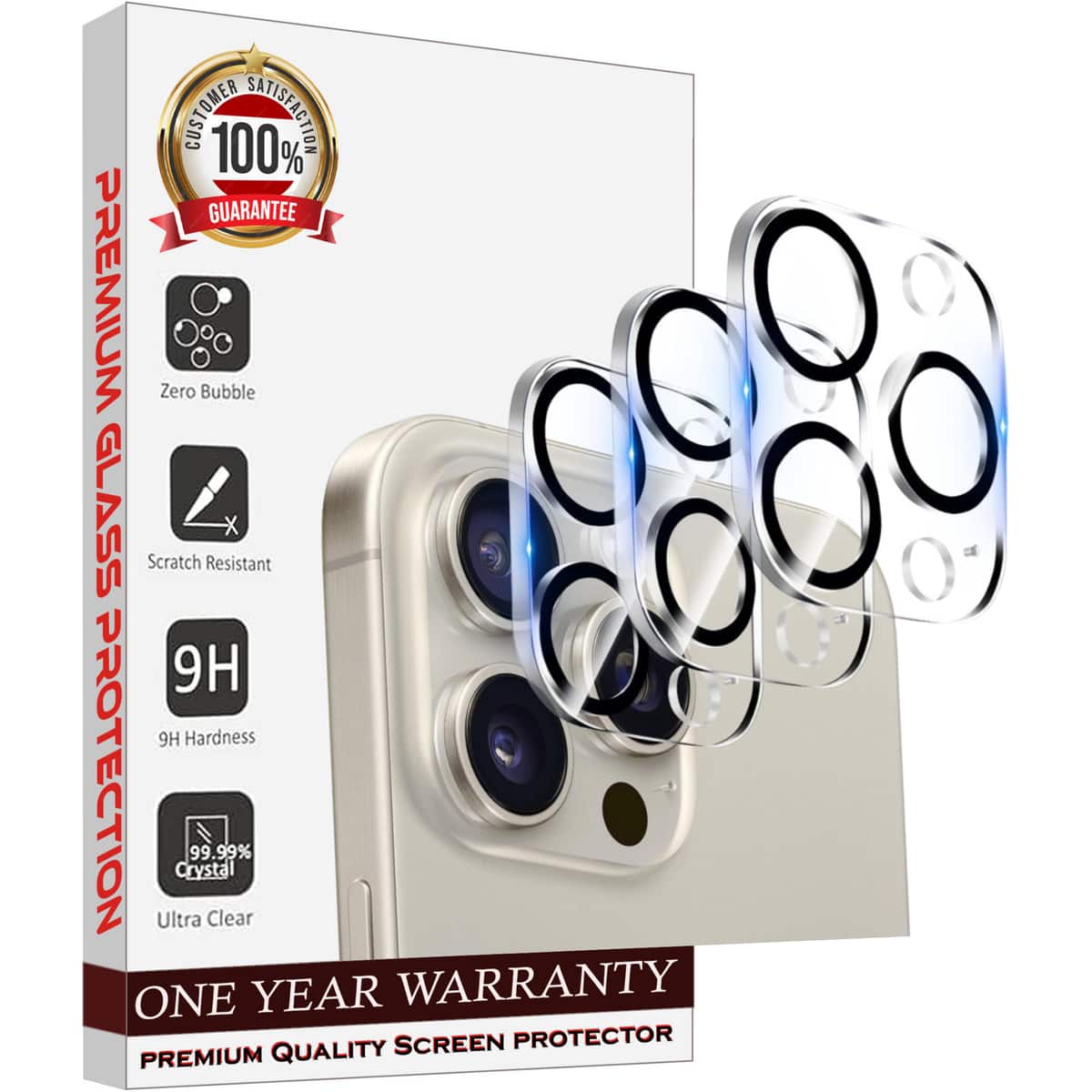 Entronix - Camera Lens Protector for iPhone 13 Pro Max - 3-Piece Set - Clear