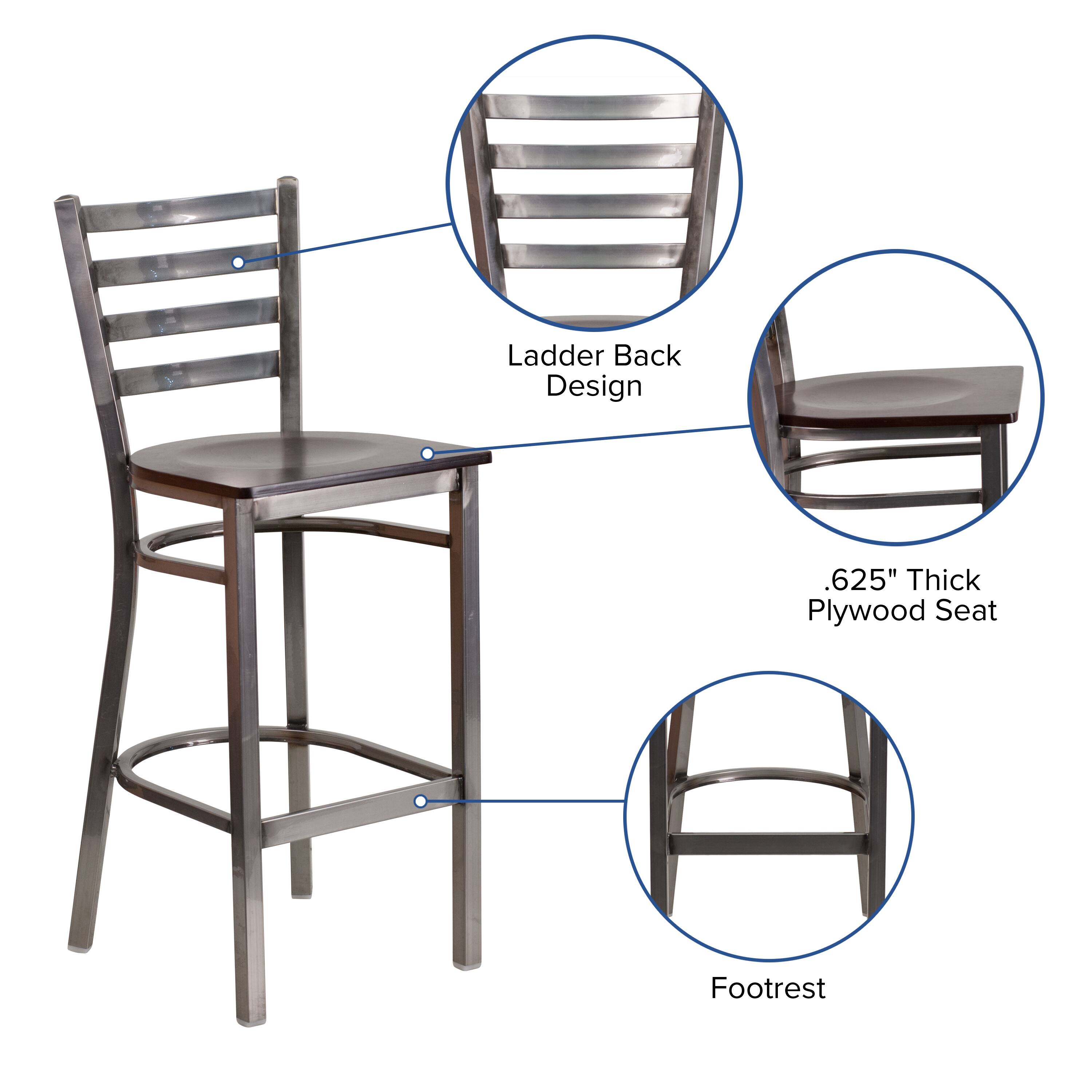 Ladder Back Design  
.625" Thick Plywood Seat  
Footrest
