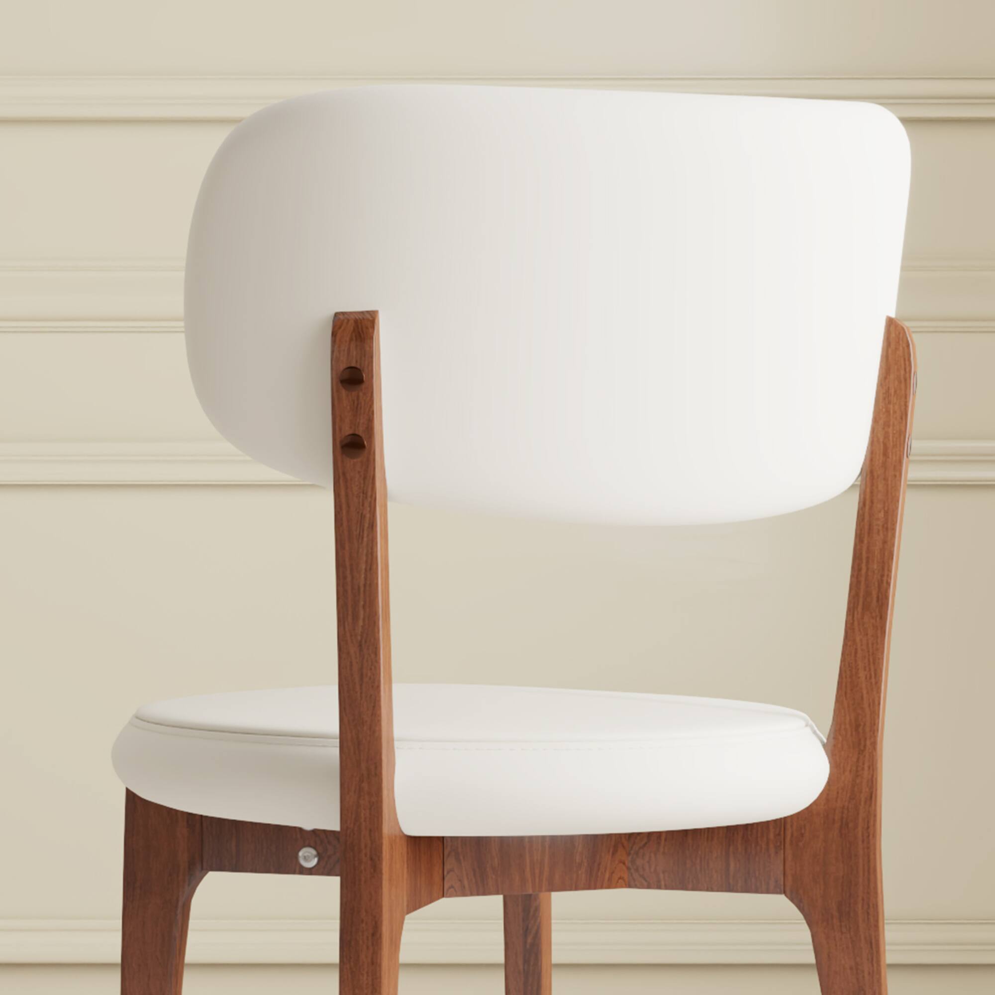 Back. GOODSILO - Modern Upholstered Dining Chair with Wooden Legs for Kitchen and Dining Room Comfortable Seating, Set of 2 - Orange.