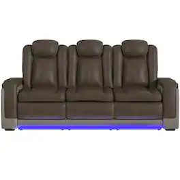 Elements - Lantana Power Motion Sofa - Rocky Brown/Grey - Brown