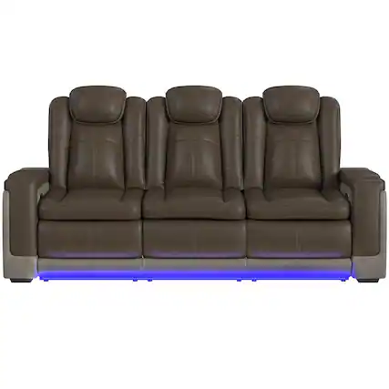 Front. Elements - Lantana Power Motion Sofa - Rocky Brown/Grey - Brown.