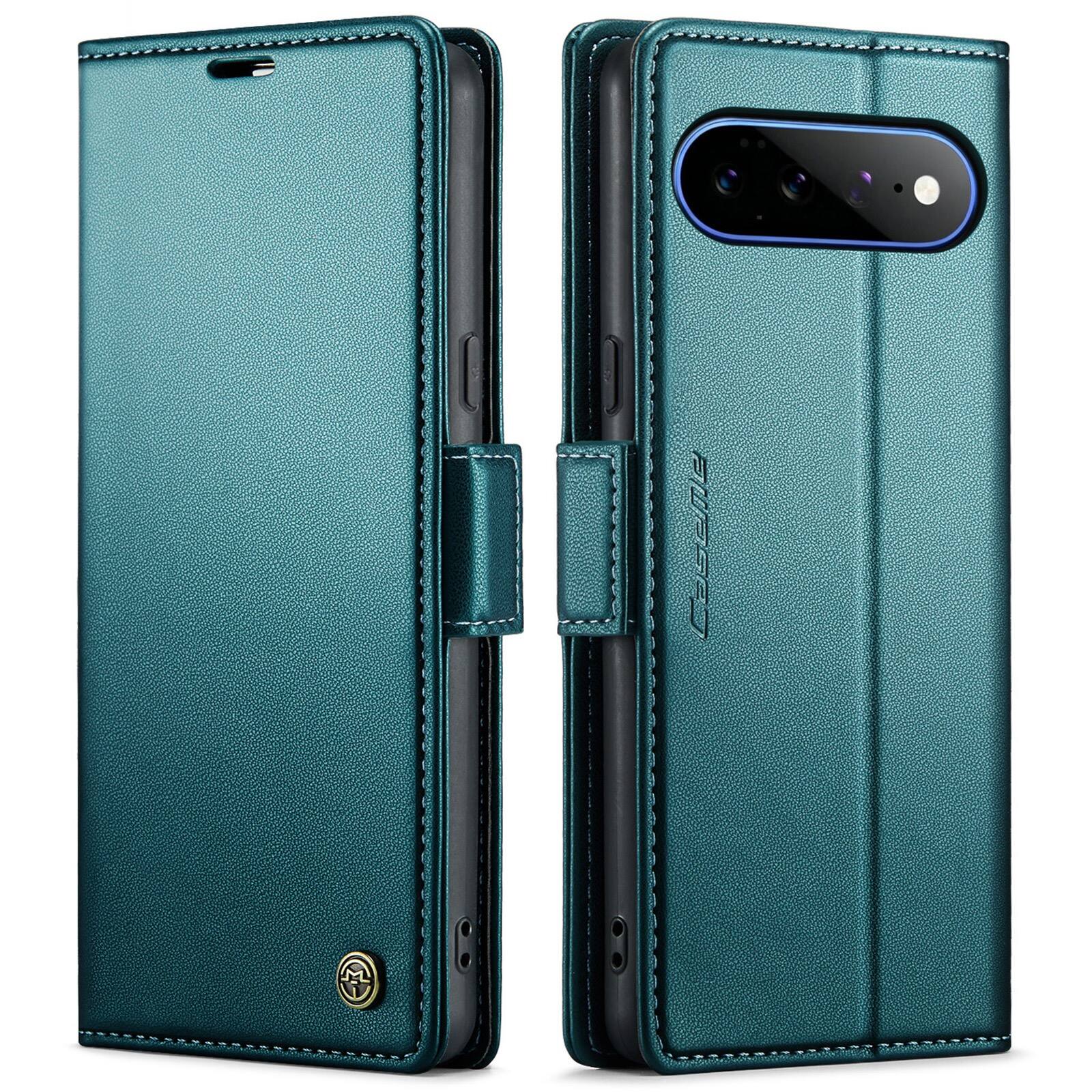 Angle. UUCOVER - Magnetic Wallet Case for Google Pixel 11 Pro XL,Shockproof Leather+TPU RFID Blocking Card Slots Cash Pocket Stand Cover - Green.