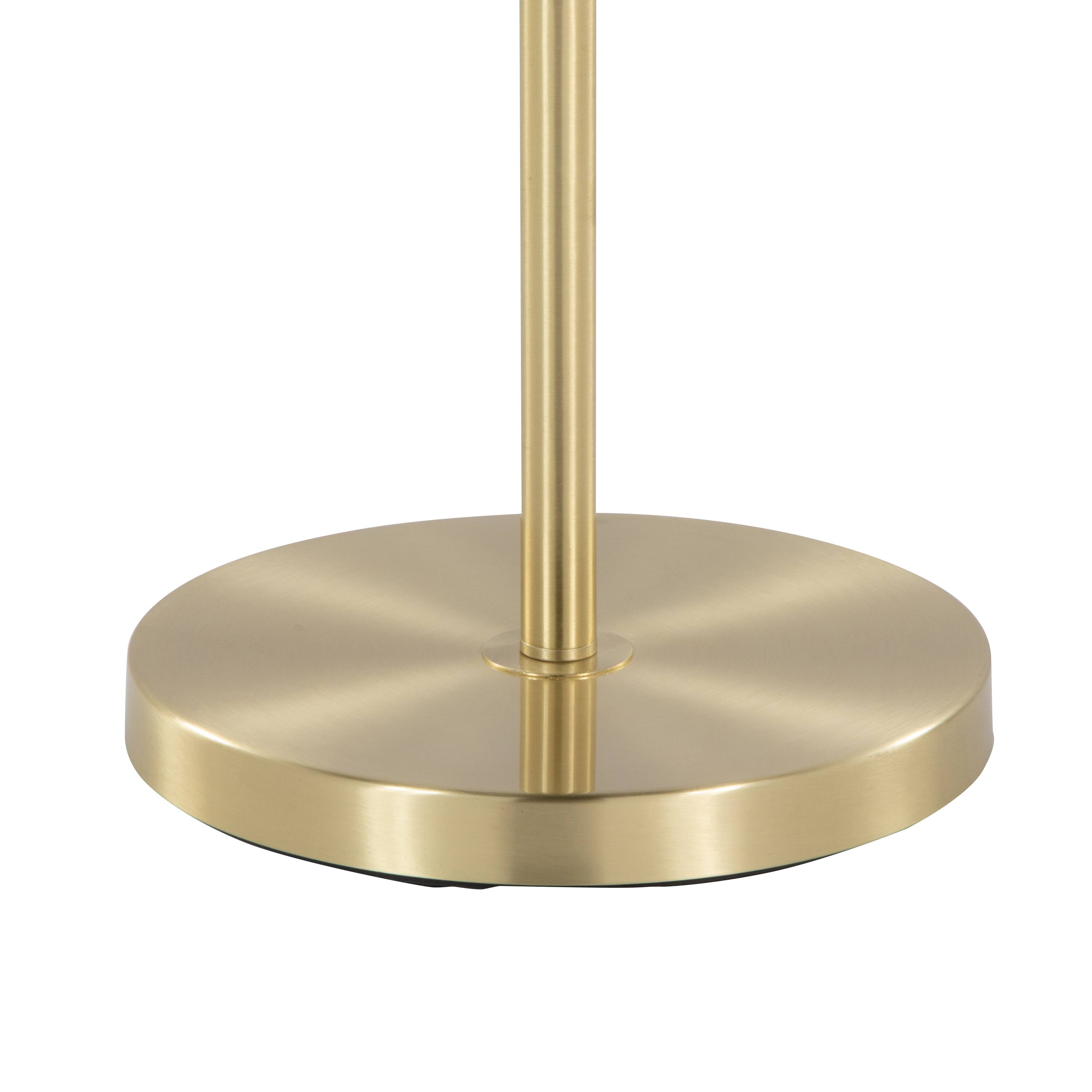 Back. Loheer - Loheer 64 Inch Contemporary Gold Metal Floor Lamp with Off-White Linen Shade for Living Room - Gold.
