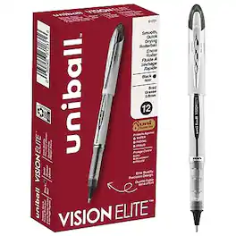 uni-ball - Vision Elite Rollerball Pens, Bold Point, Dozen - Black Ink