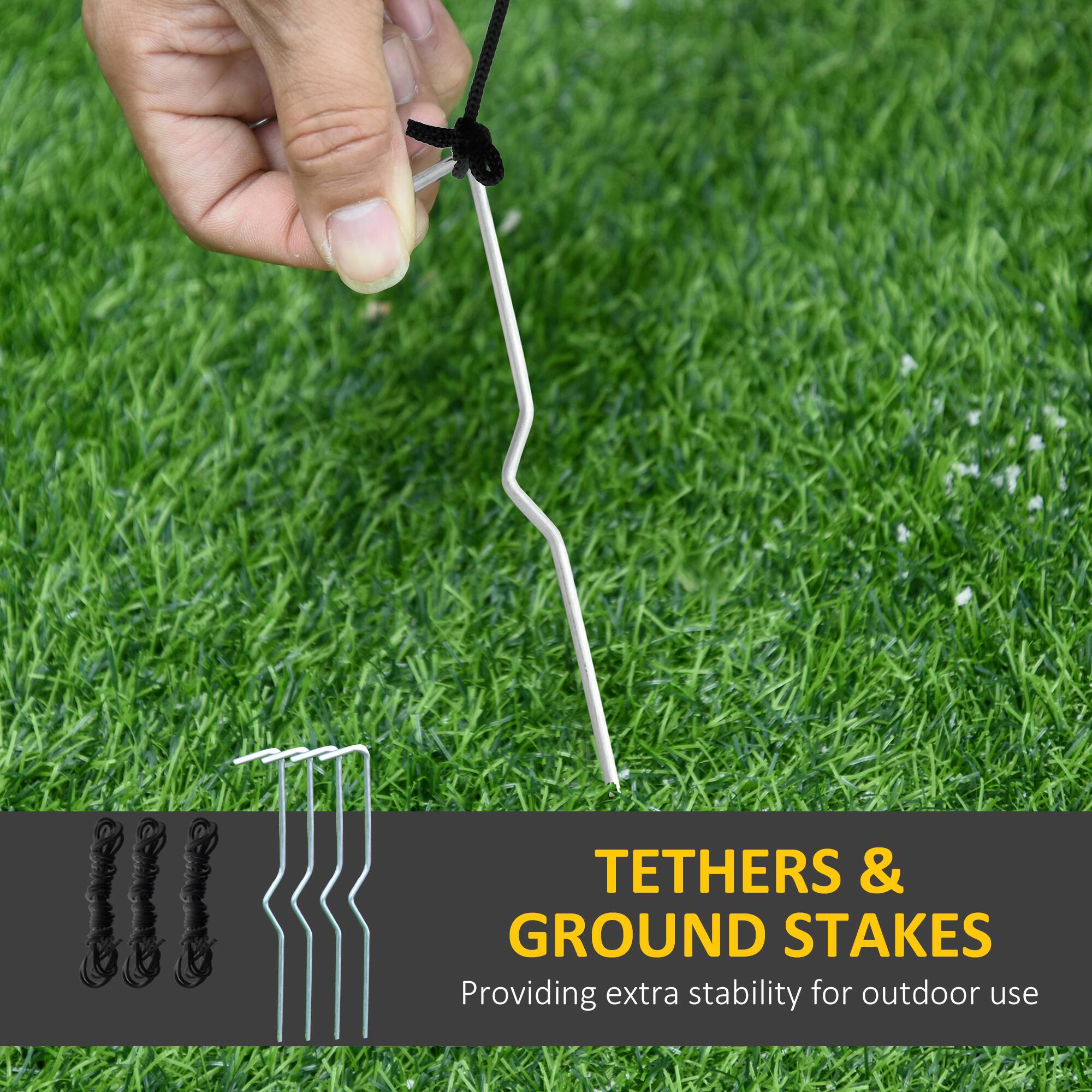 TETHERS & GROUND STAKES  
Providing extra stability for outdoor use
