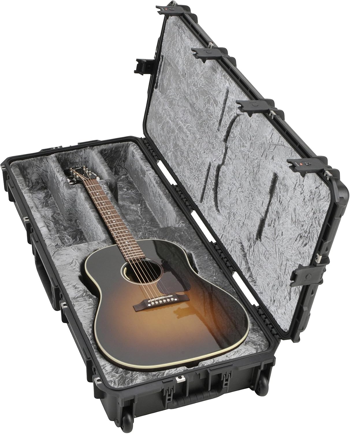 Front. SKB - SKB iSeries Waterproof Acoustic Guitar Case with Wheels, Black.