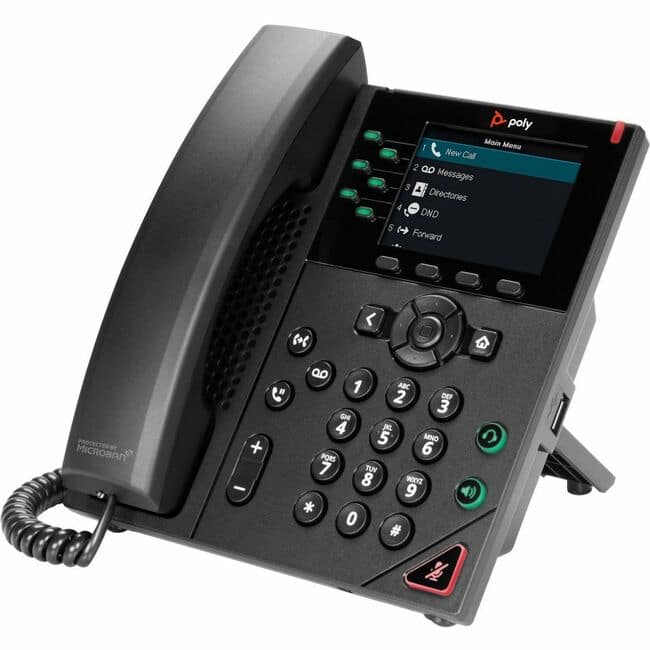 HP - Poly VVX 350 IP Phone - Corded - Corded - 3 Multiple Conferencing - Desktop, Wall Mountable - TAA Compliant - Black