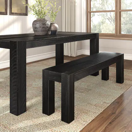 Front. Plank+Beam - Rustic Dining Bench (57.9in / 1470mm), Rustic Char - Rustic Char.