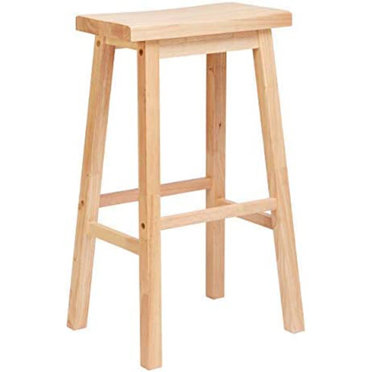 PJ Wood - Classic Saddle-Seat 29 Inch Tall Kitchen Counter Stools - Natural
