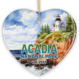 OrnamentallyYou - Majestic Acadia National Park Artwork Ornament Travel Souvenir and Christmas Gift Heart - Multi-colored