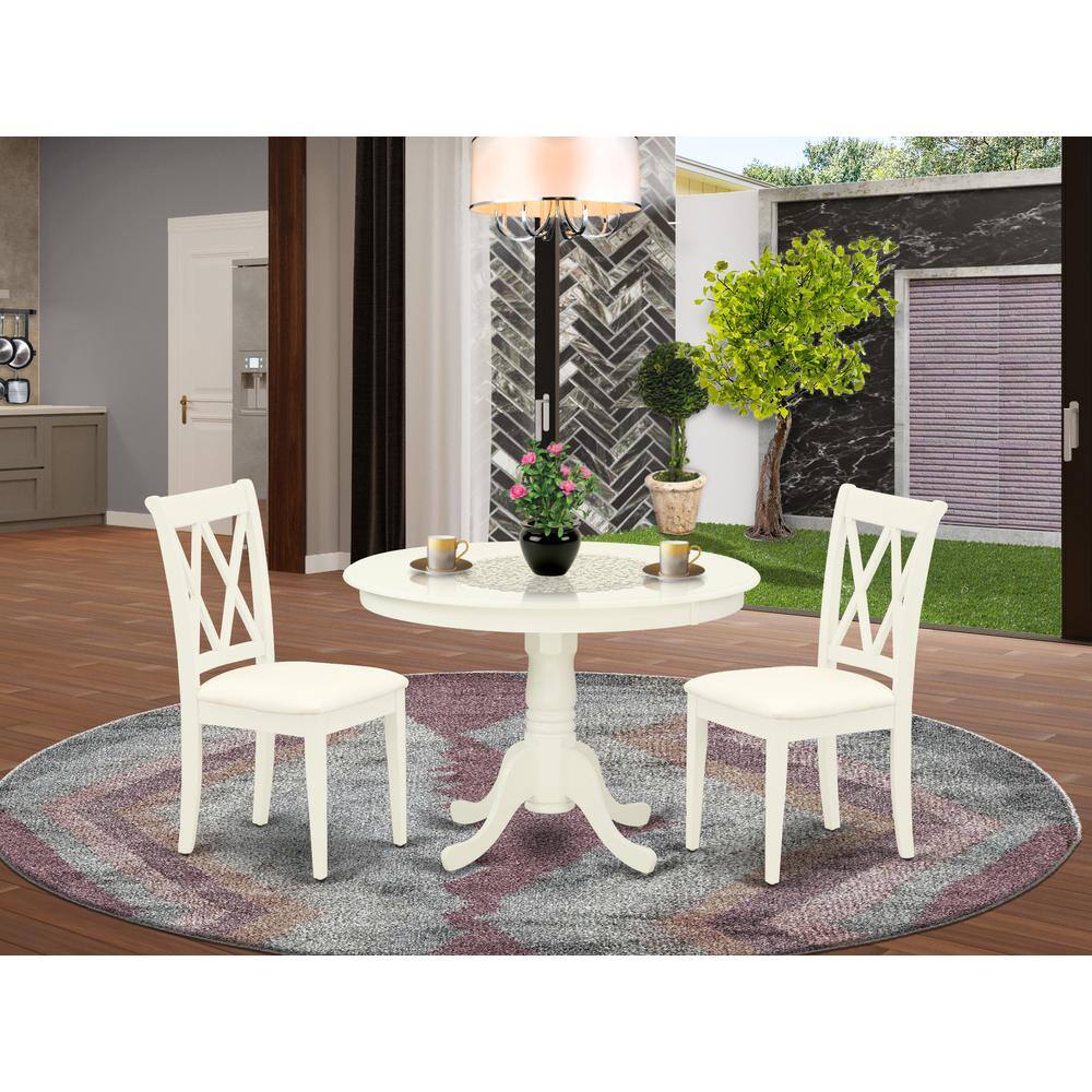 Left. East West Furniture - Dining Room Set Linen White - Brown.