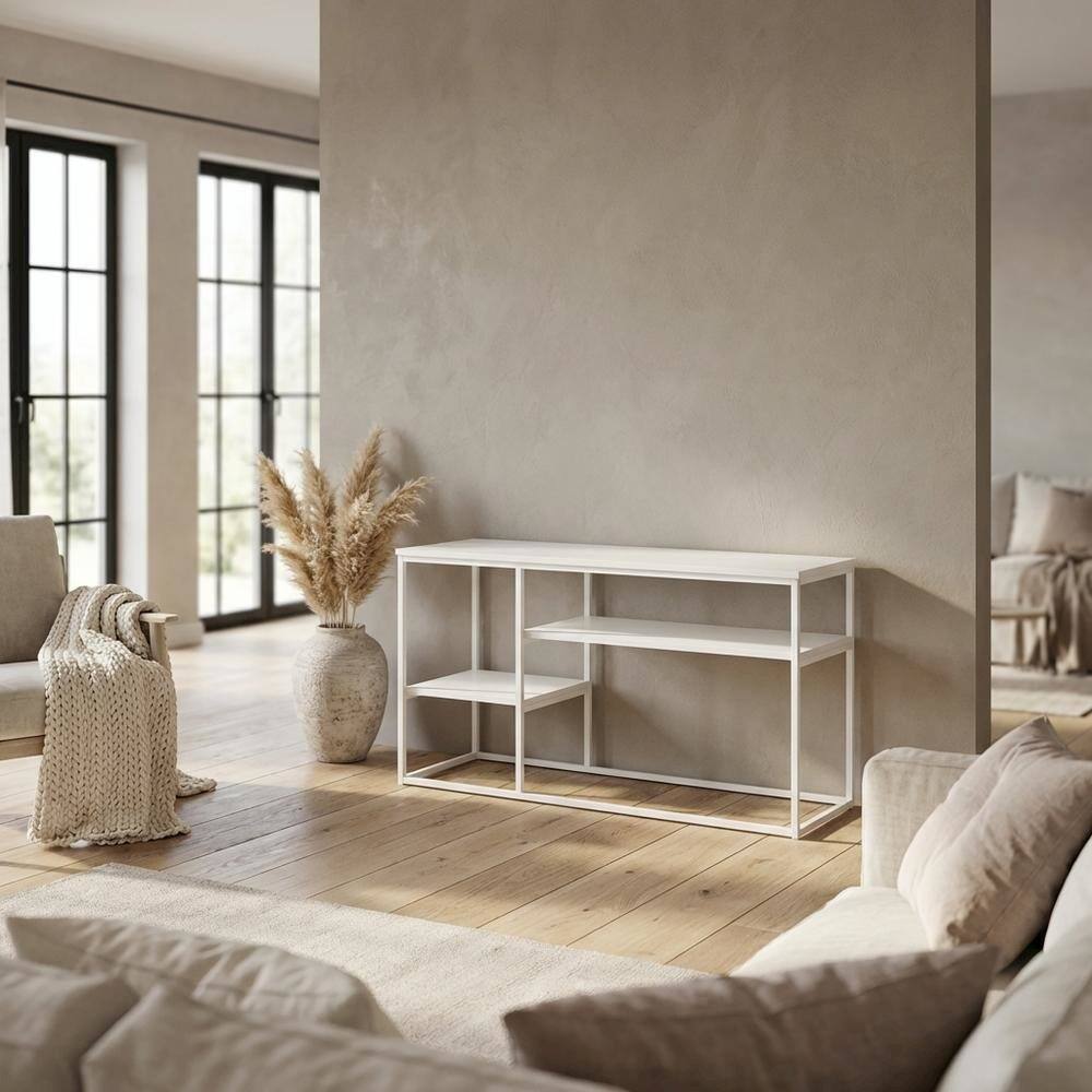 Alt View 2. FurniFact - Modern White TV Stand for TVs up to 50 Inch with Solid Wood and Walnut Veneers - Green.