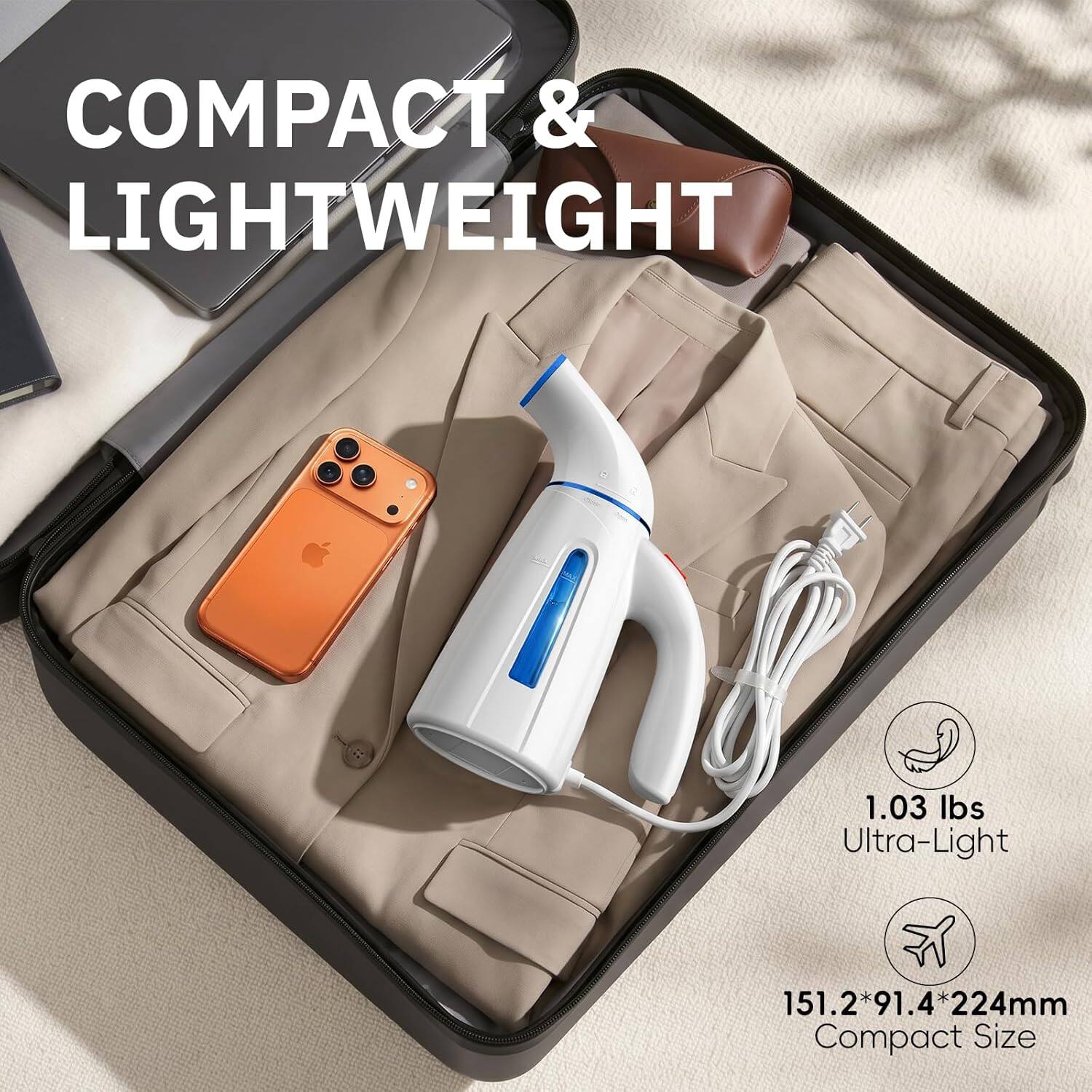 COMPACT & LIGHTWEIGHT

1.03 lbs Ultra-Light

151.2*91.4*224mm

Compact Size