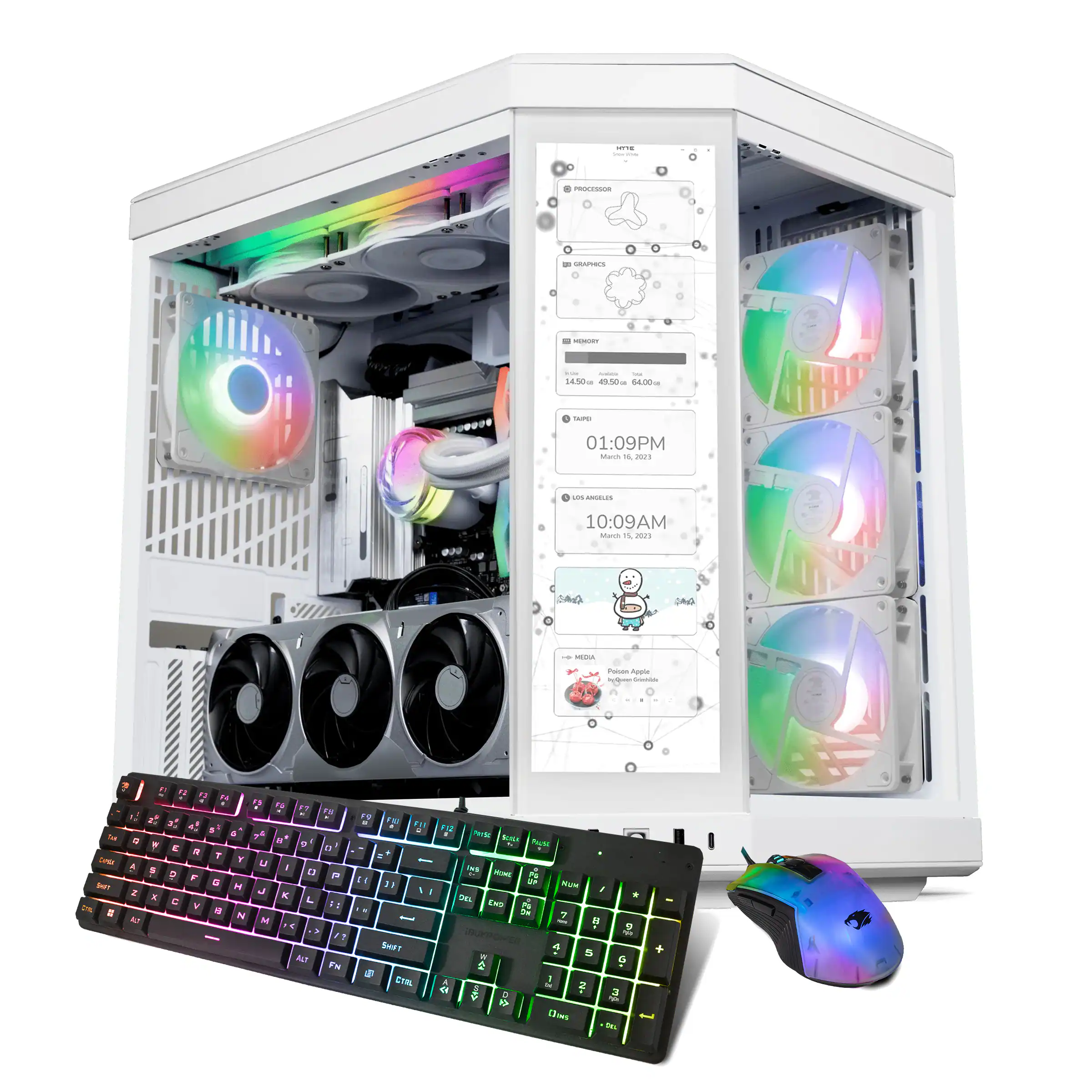 iBUYPOWER - Y70TI Gaming Desktop Touch Screen PC_Intel Core Ultra 9 285,NVIDIA RTX 5070Ti 16GB,32GB DDR5 RGB RAM,2TB_Y70TIWI9N57T01 - White