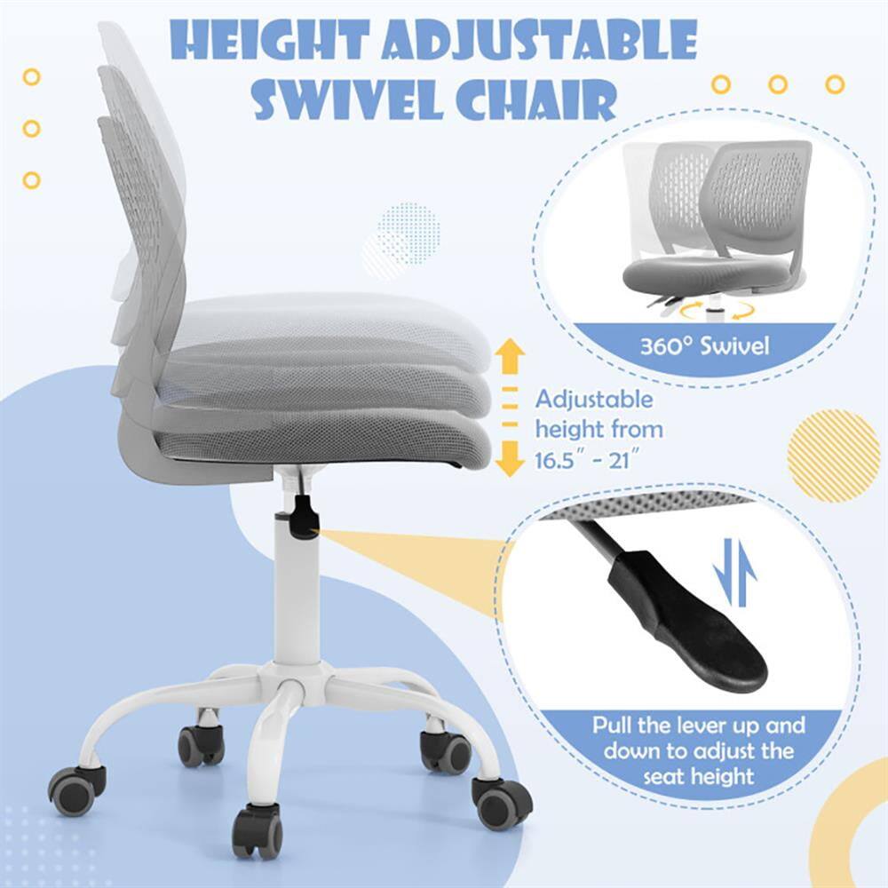 HEIGHT ADJUSTABLE SWIVEL CHAIR

360° Swivel

Adjustable height from 16.5" - 21"

Pull the lever up and down to adjust the seat height