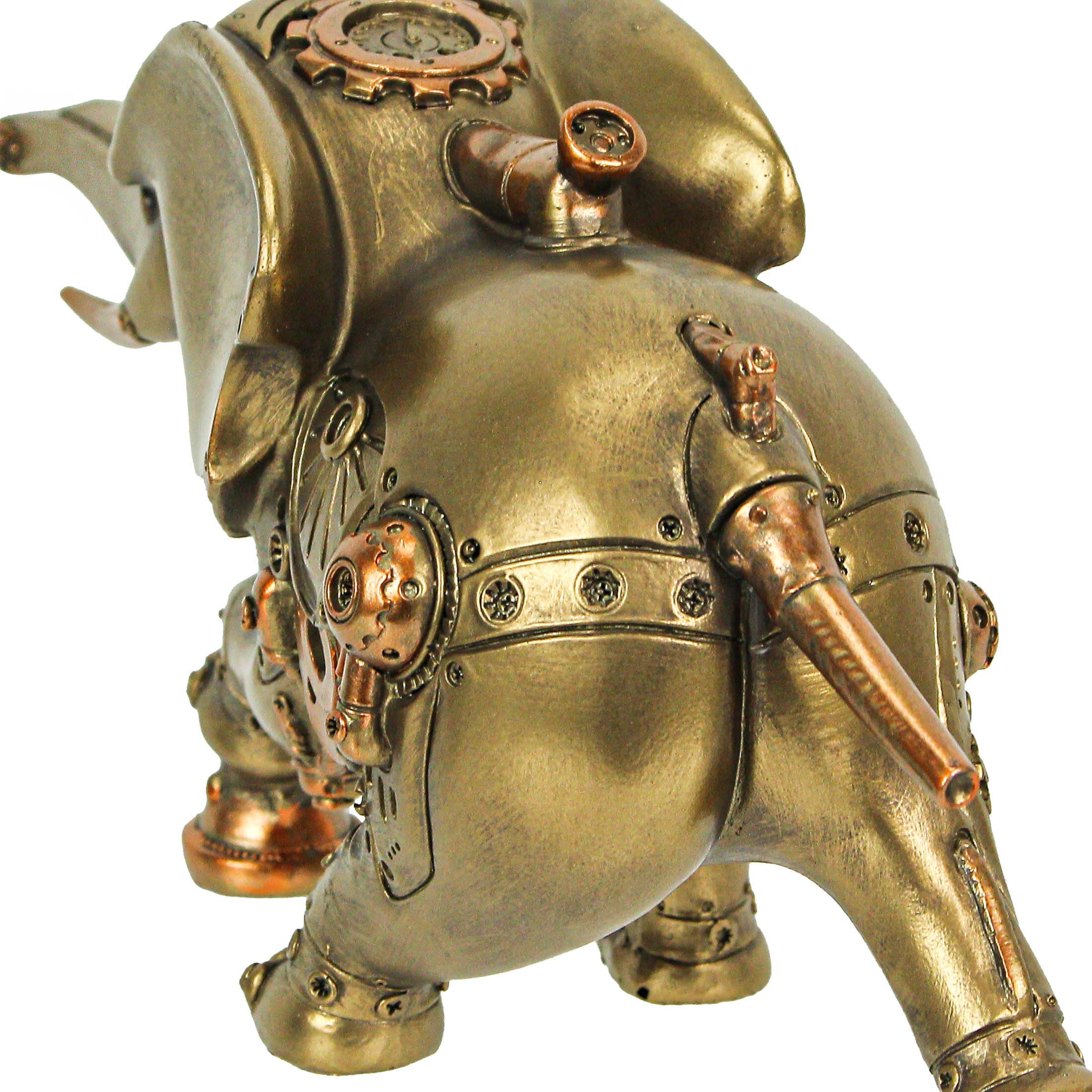 Alt View 5. Zeckos - Resin Bronze Copper Steampunk Elephant Sculpture Decorative Home Decor Figurine - Bronze.