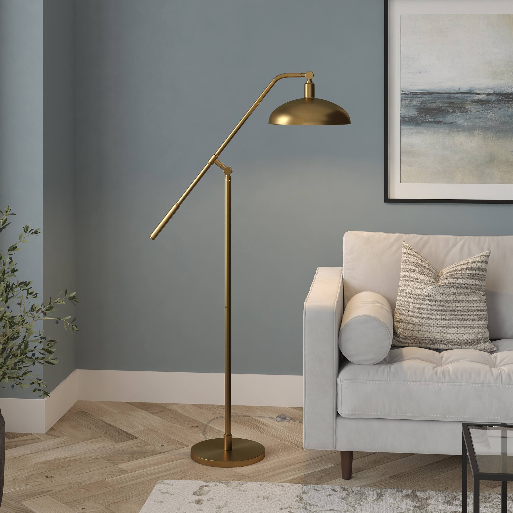 Alt View 16. Hudson&Canal - Devon Floor Lamp - Brass.