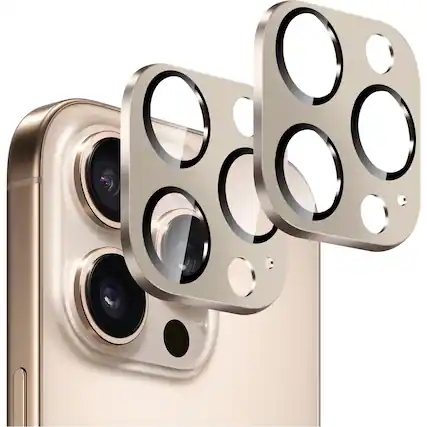 Angle. SaharaCase - Ultra-Strong Camera Lens Protector for Apple iPhone 16 Pro and 16 Pro Max (2-Pack) - Desert Titanium.