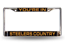 Rico Industries - You're in Steelers Country - Pittsburgh Chrome Metal Laser Cut License Plate Frame - Multi