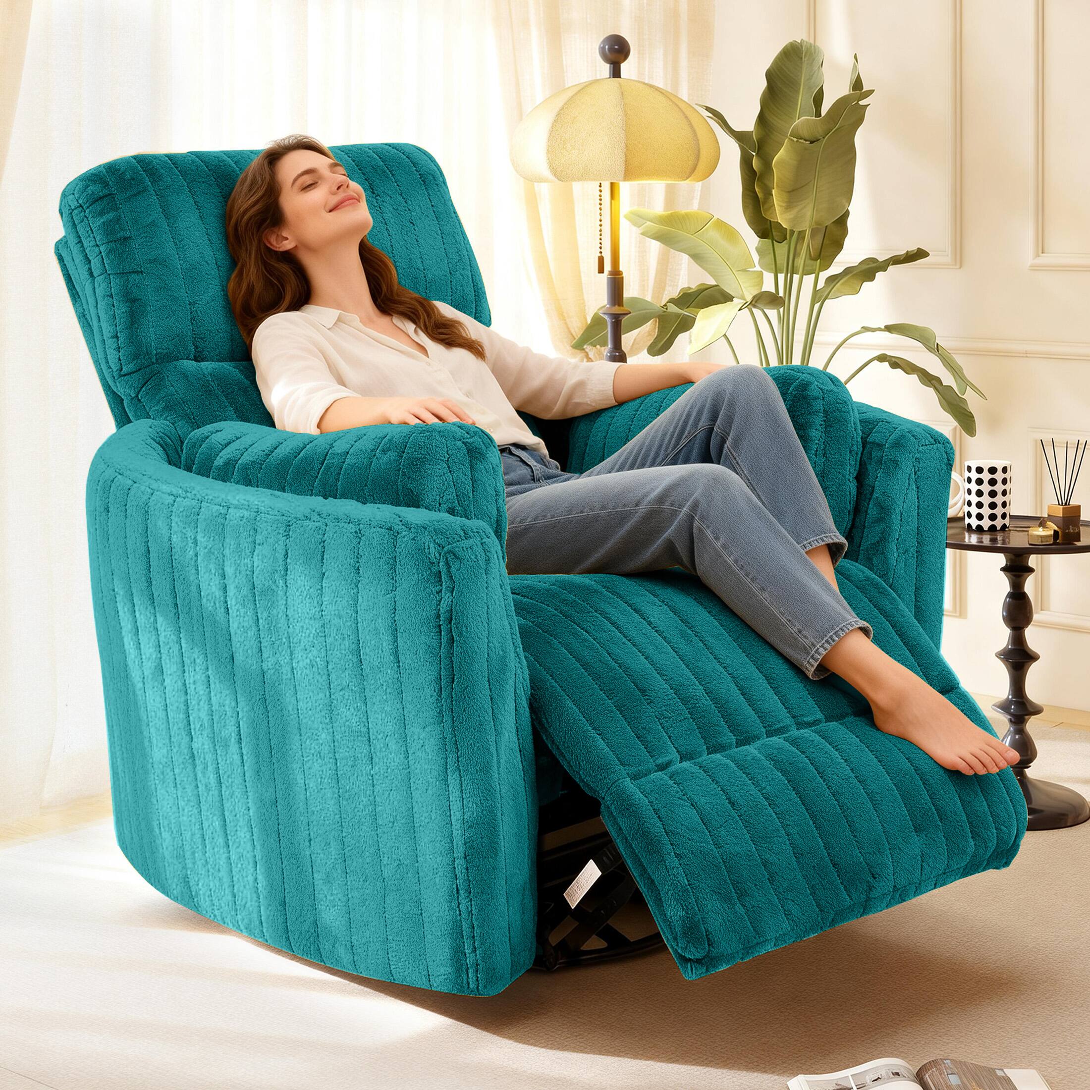 Angle. Anysun - Anysun Modern Power Swivel Glider Recliner with Integrated USB Charging and Plush Seating - Dark Teal.
