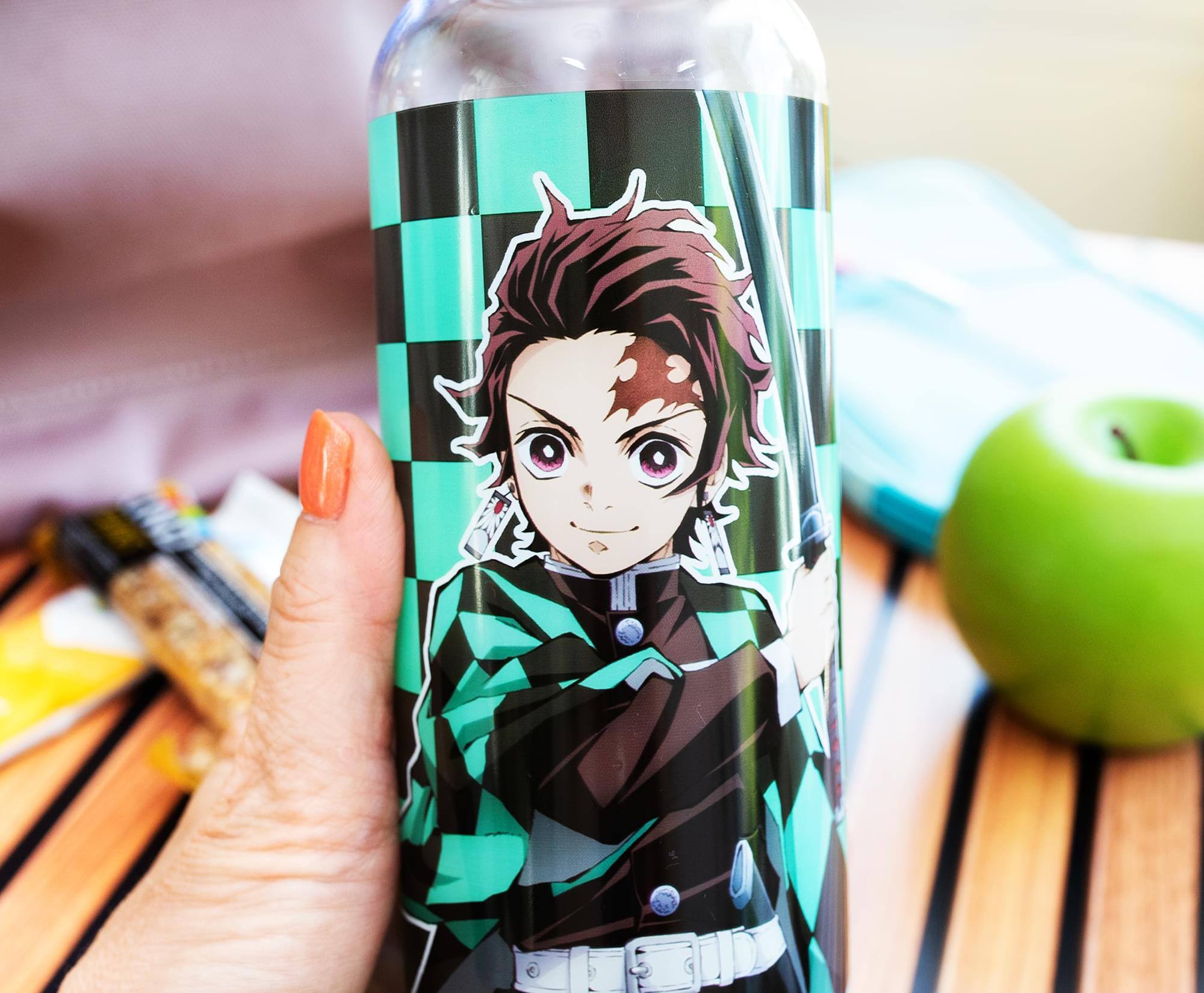 Alt View 4. Surreal Entertainment - Demon Slayer Tanjiro Kamado Plastic Water Bottle | Holds 20 Ounces - Green.