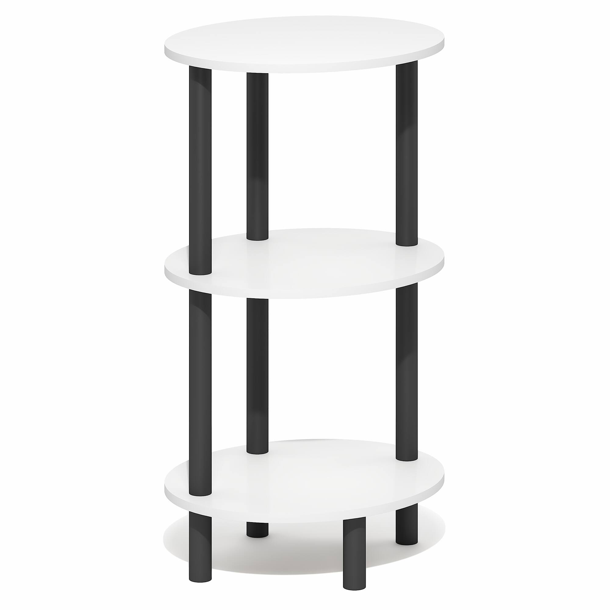 Alt View 5. Furinno - TURN-N-TUBE 3-Tier Oval Night Stand, Toolless Assembly Narrow Nightstand, Modern Side Table, End Table - White/Black.