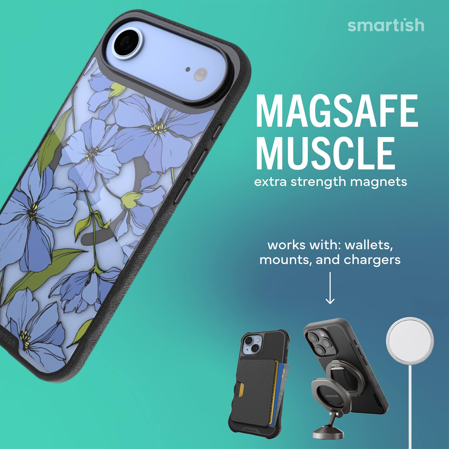smartish MAGSAFE MUSCLE extra strength magnets works with: wallets, mounts, and chargers