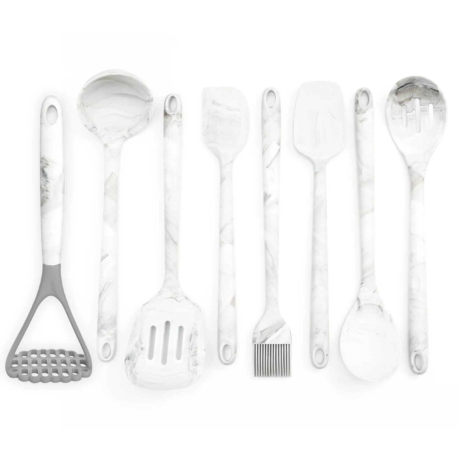 Front. Better Houseware - Better Houseware 3300/set 8-piece Silicone Utensils Set, White Marble - white.