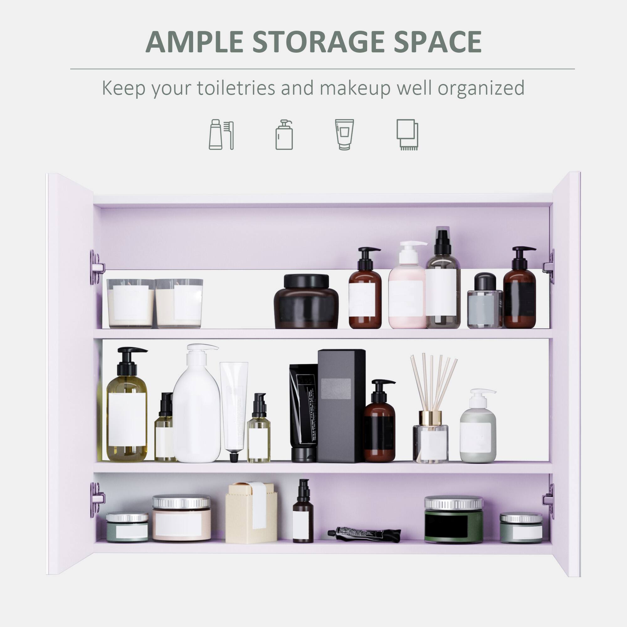AMPLE STORAGE SPACE
Keep your toiletries and makeup well organized