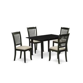 East West Furniture - Dining Table- Dining Chairs - Brown